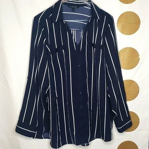 41 Hawthorn Blouse Striped Navy Blue 3X